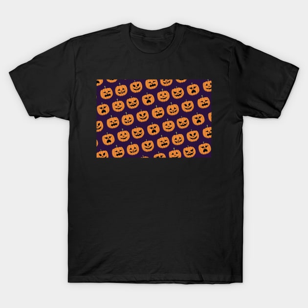 Pumpkin Pattern, Jack O' Lantern, Halloween Design Vector Artwork T-Shirt by xcsdesign